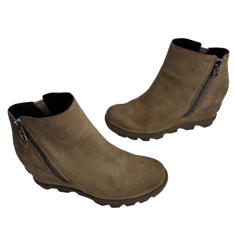 Sorel Joan Of Arctic Wedge II Zip Booties In Ash Brown‎ Women's Size 5.5